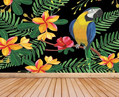 flowers-macaw