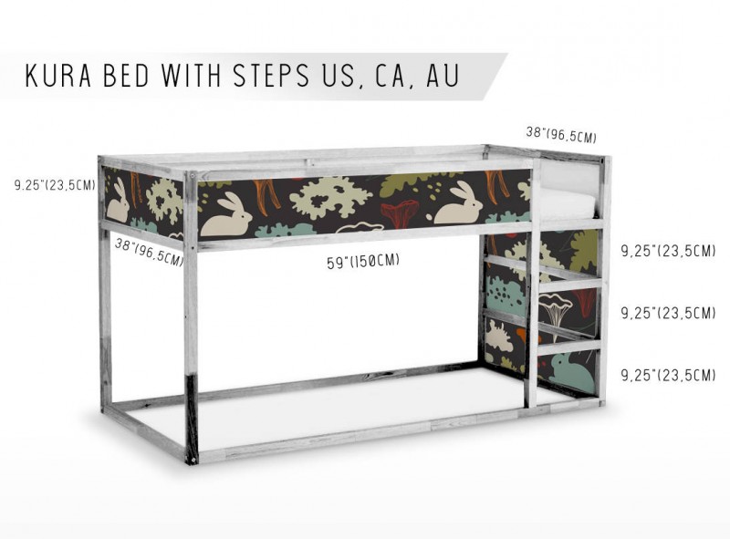 IKEA KURA BED removable Decal self-adhesive sticker furniture mushrooms rabbit