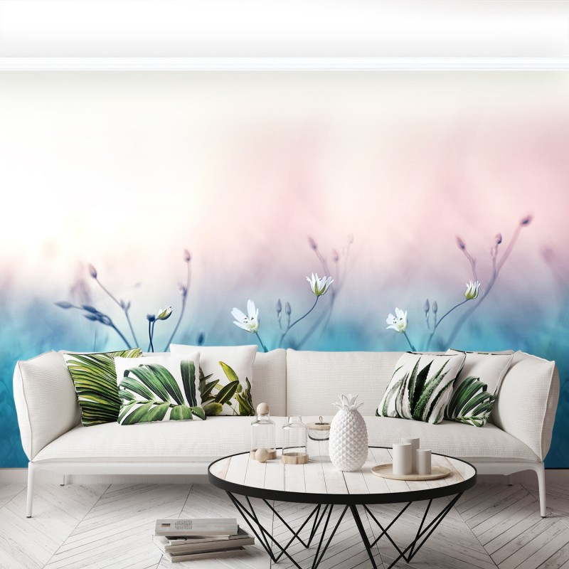 /Wildflowers White Removable Wallpaper | LoccoDecals.com